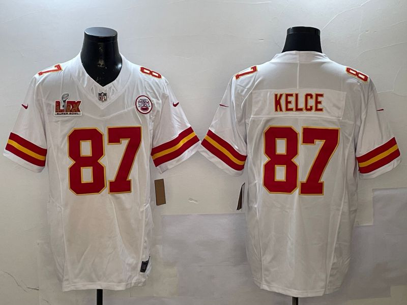 Men Kansas City Chiefs 87 Kelce White Three generations 2025 Nike Vapor Limited NFL Jersey style 6